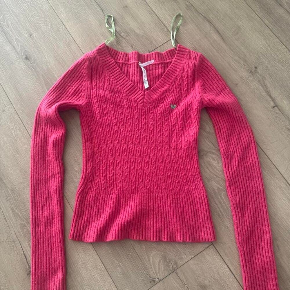 Pink aeropostale cable knit sweater